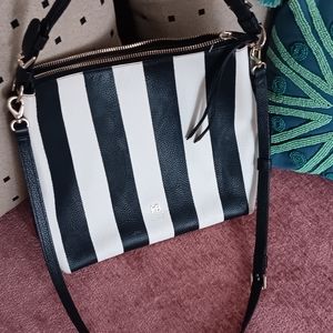 💥Rare! Striped Noho Henri Bendel Saffiano Leather Hobo Bag💥